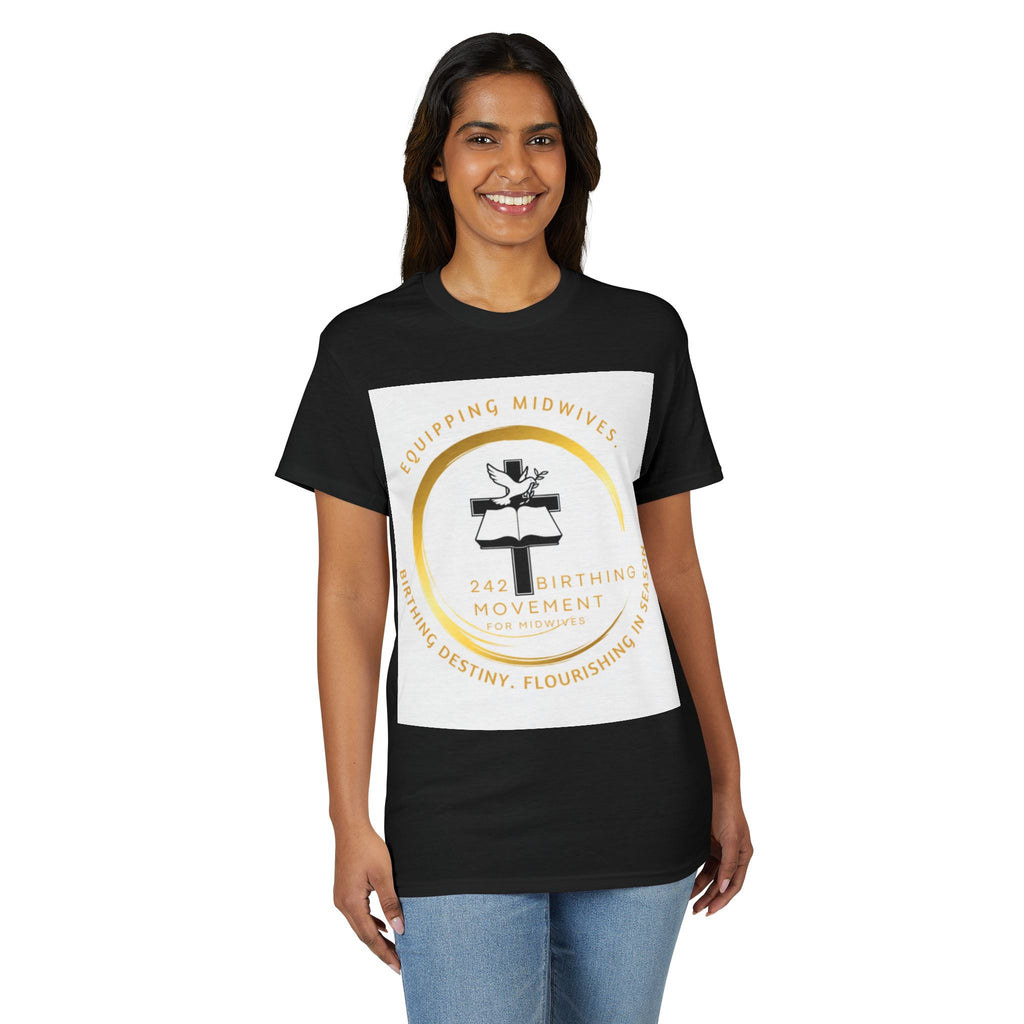 242 Birthing Movement Dry-well T-Shirt - gold logo
