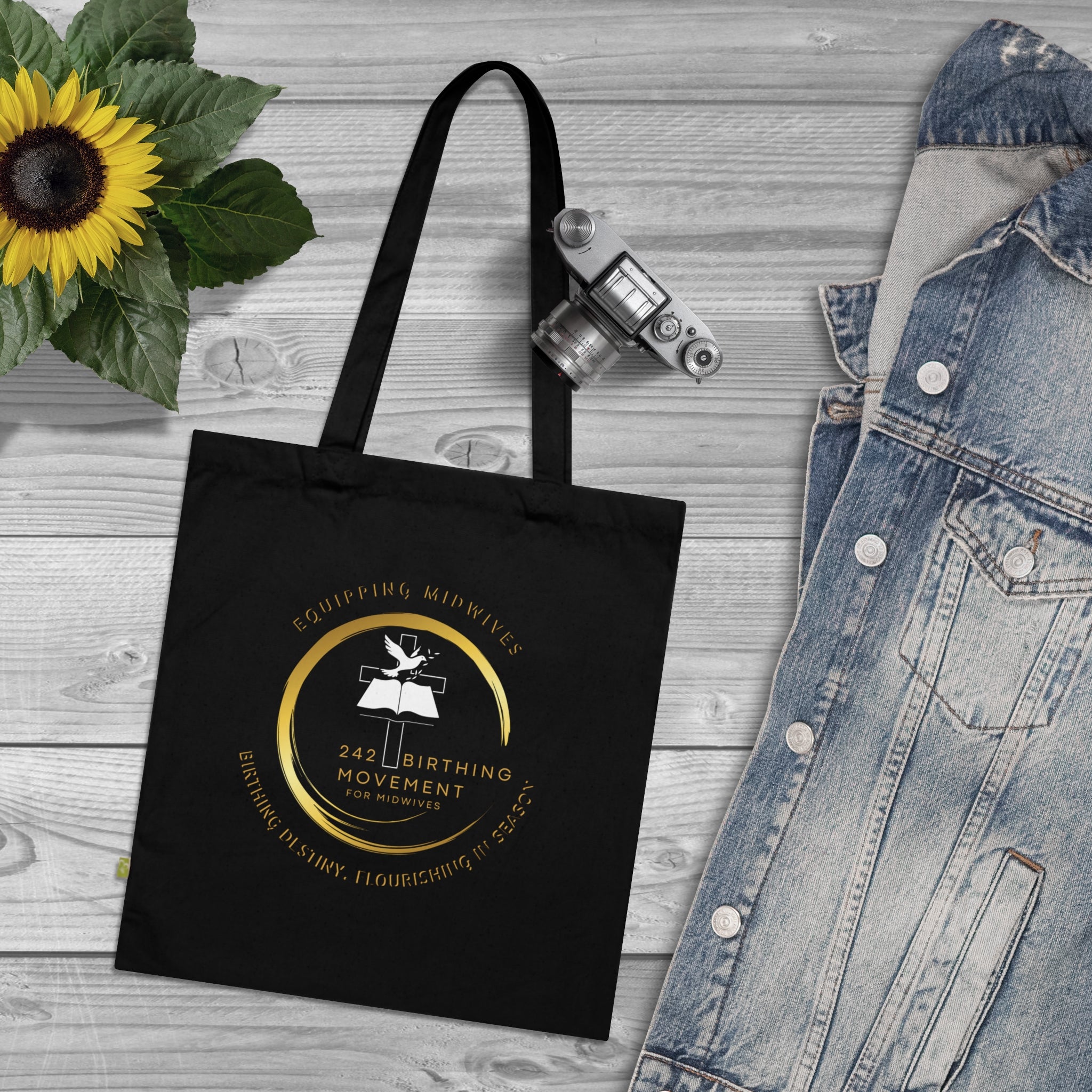 Tote Bag — 242 Birthing Movement Organic Cotton Tote (Black)