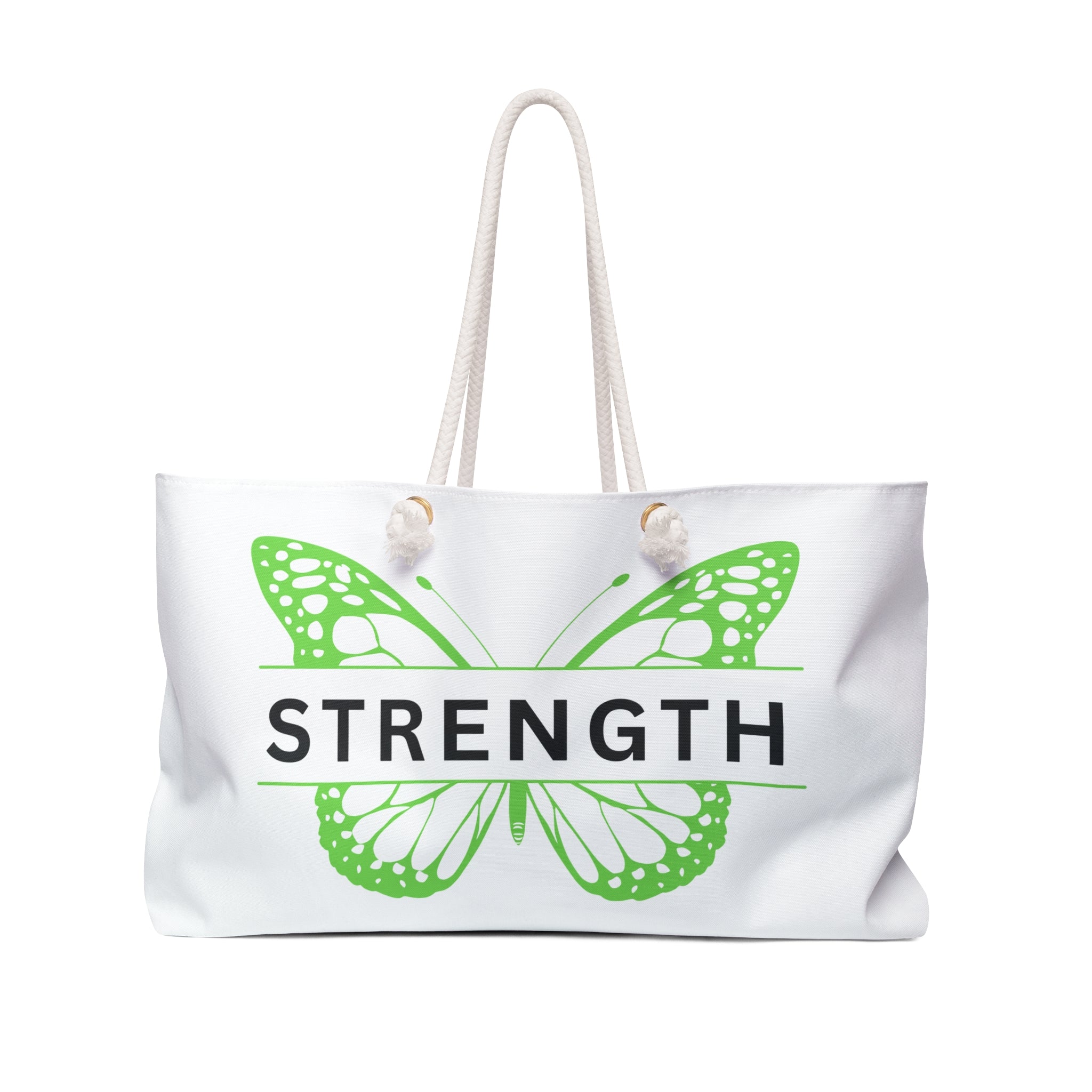 Motivational Strength Weekender Bag with Butterfly Design