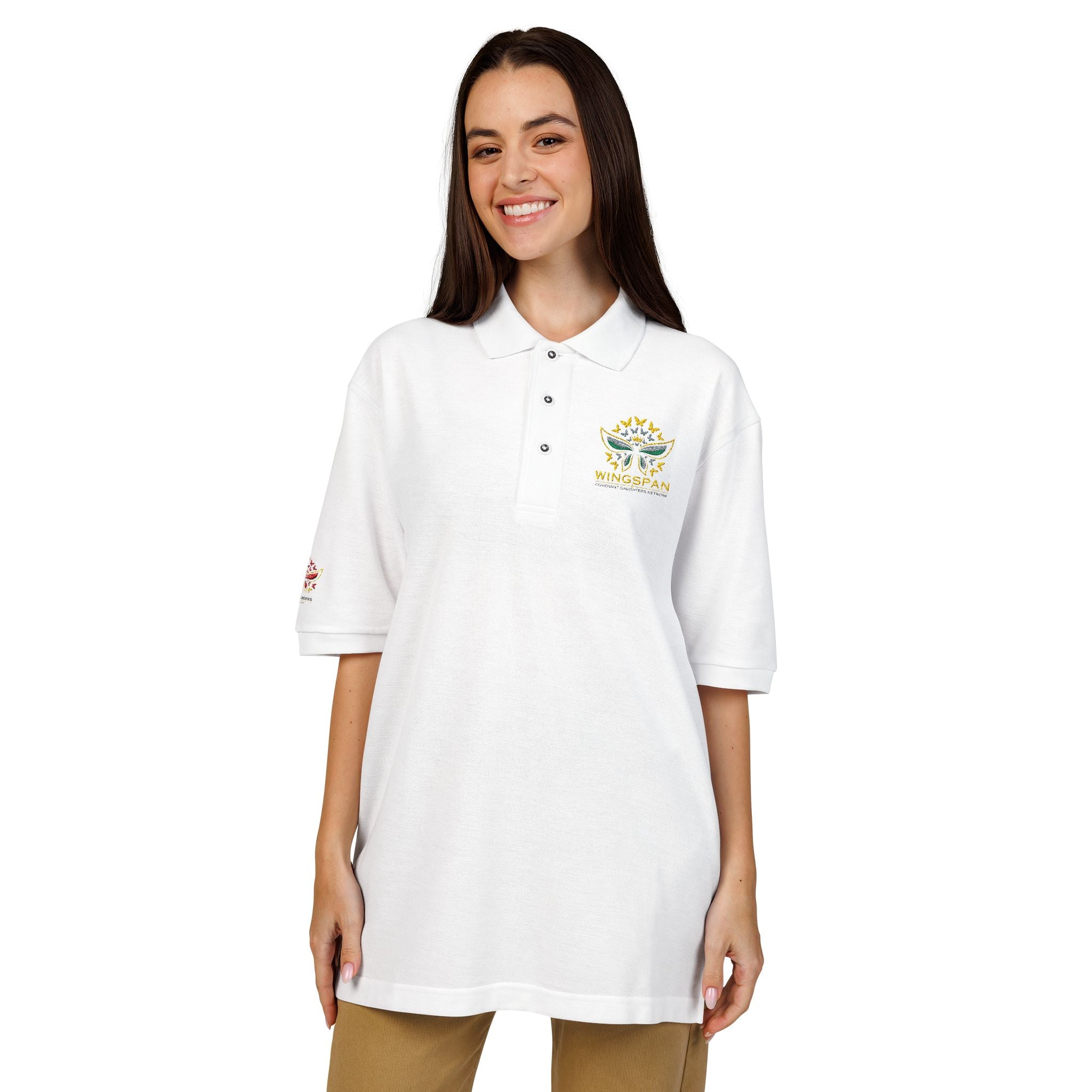 Ruby Leader - Embroidered White Polo Shirt