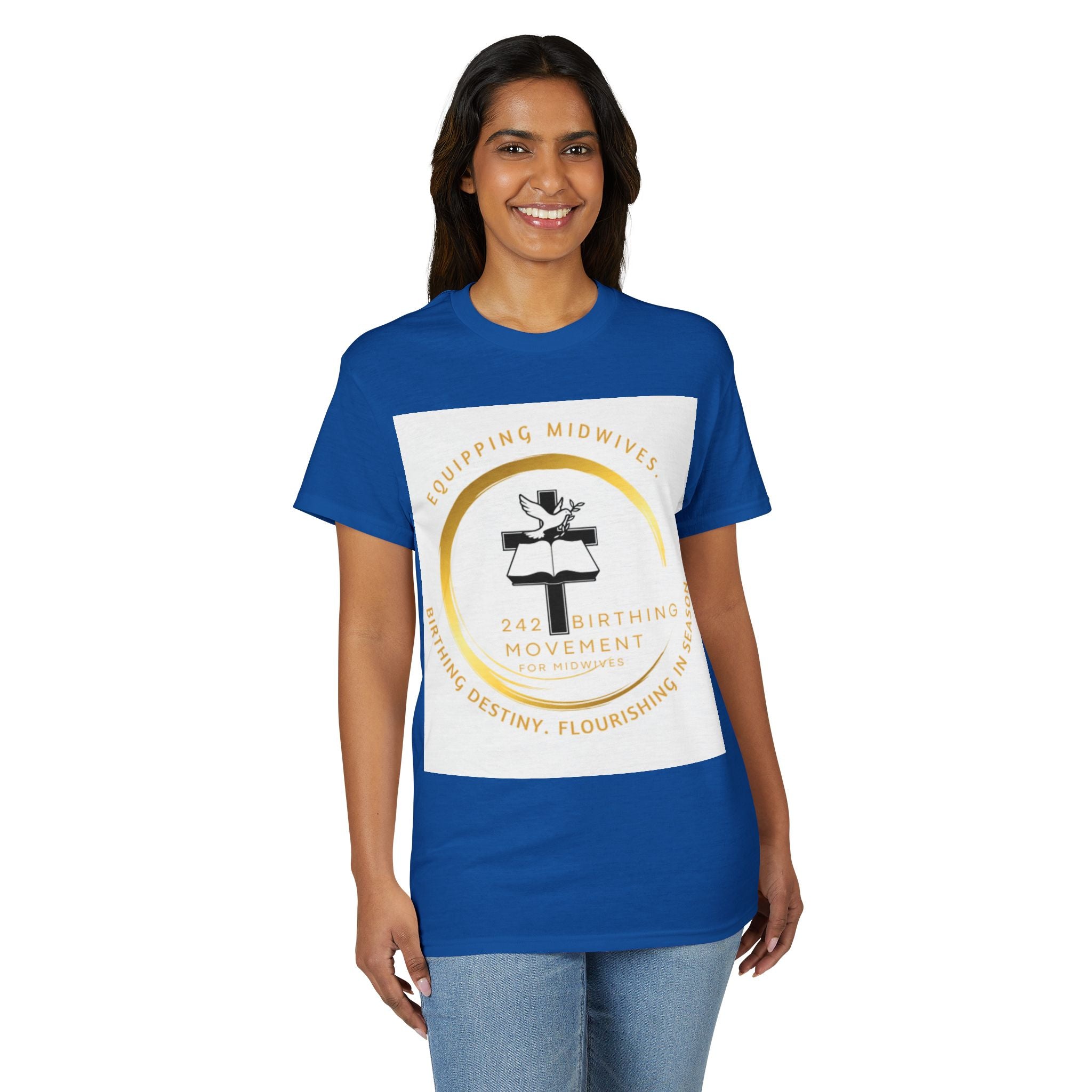 242 Birthing Movement Dry-well T-Shirt - gold logo