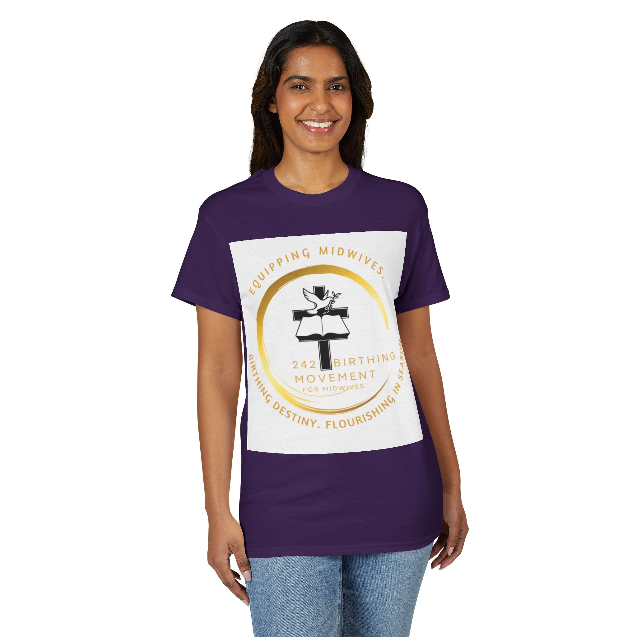 242 Birthing Movement Dry-well T-Shirt - gold logo