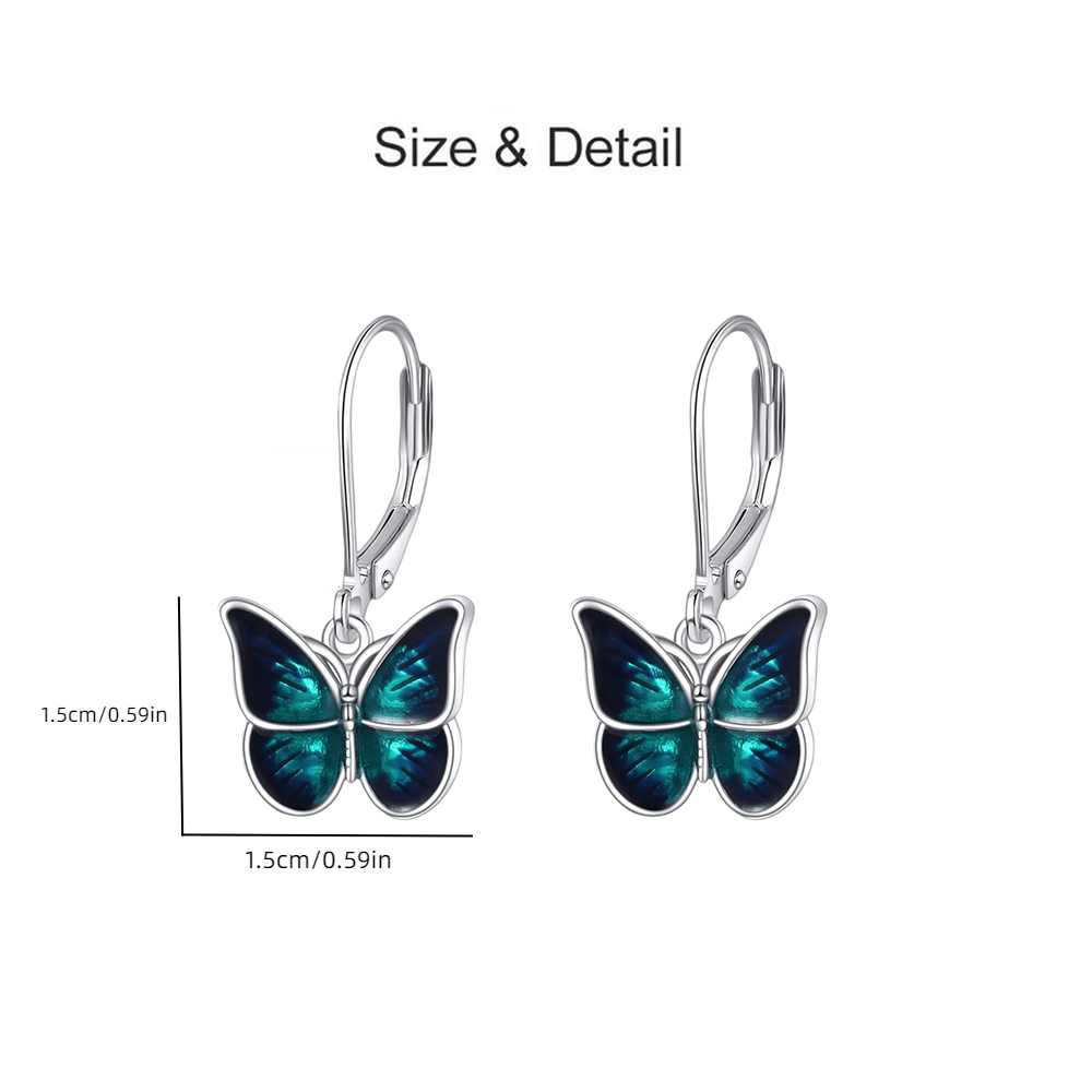 Butterfly Dangle Leverback Earrings Hoop Earrings Necklace Set, for Teenager