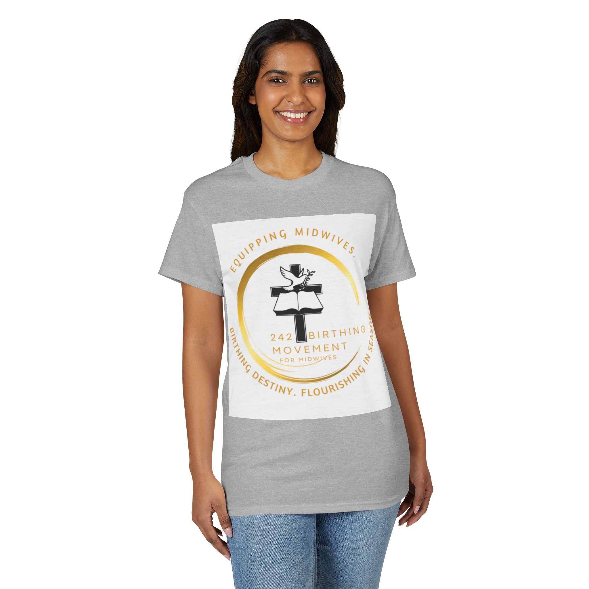 242 Birthing Movement Dry-well T-Shirt - gold logo