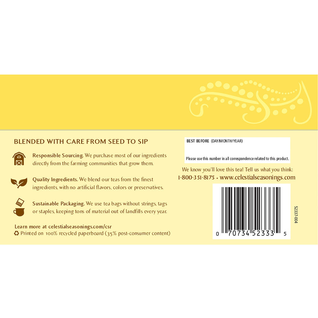 Celestial Seasonings Jammin' Lemon Ginger Herbal Tea (6x20 Bag)