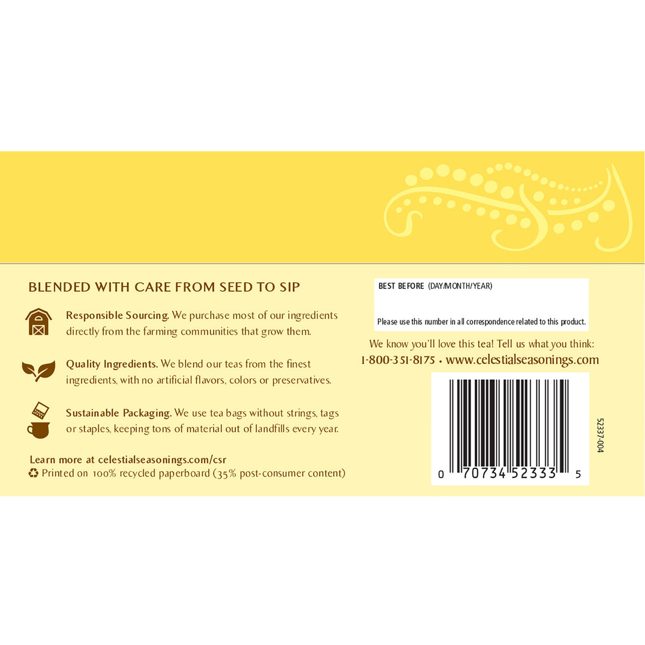 Celestial Seasonings Jammin' Lemon Ginger Herbal Tea (6x20 Bag)