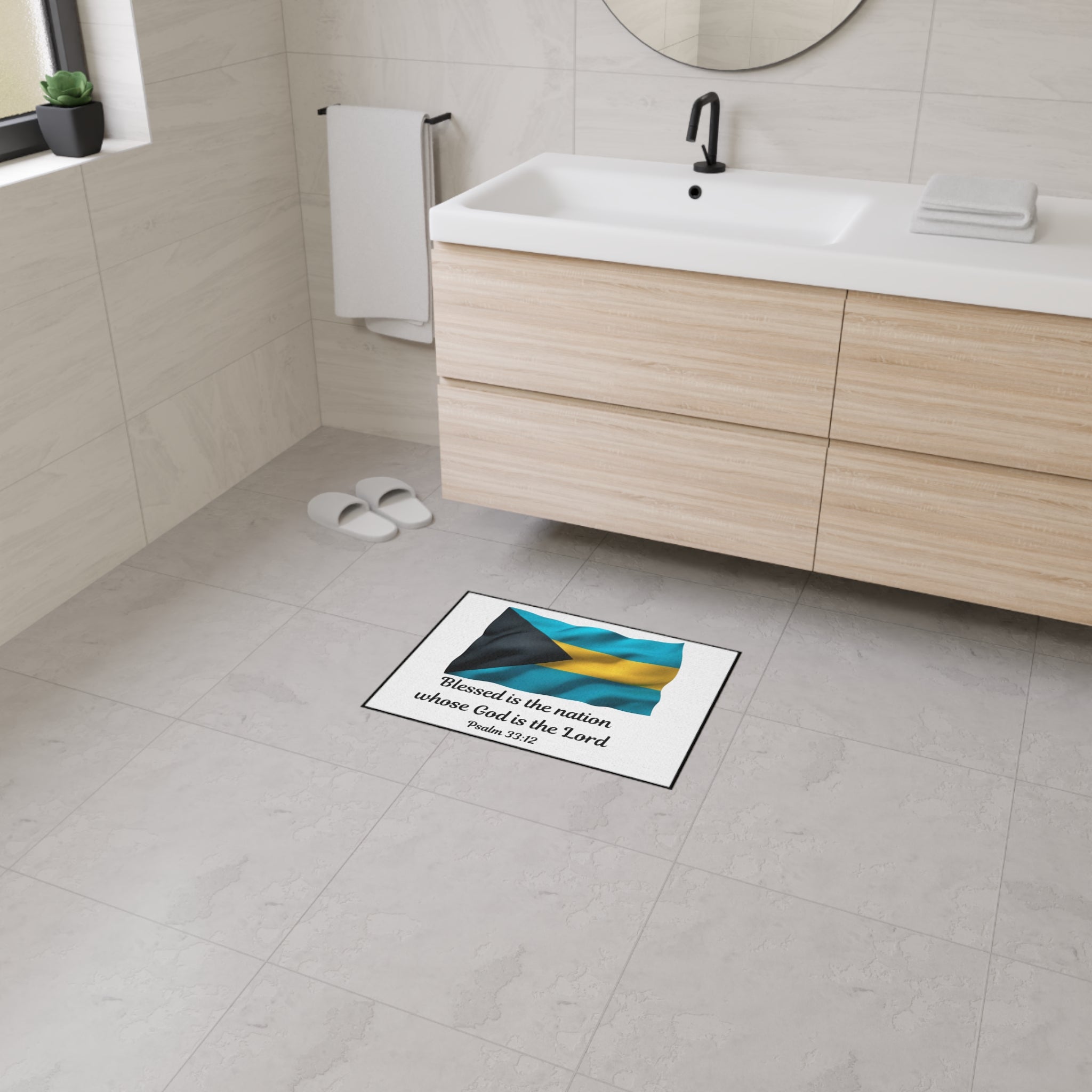 Bahamas Inspired Heavy Duty Floor Mat - 'Blessed is the Nation'