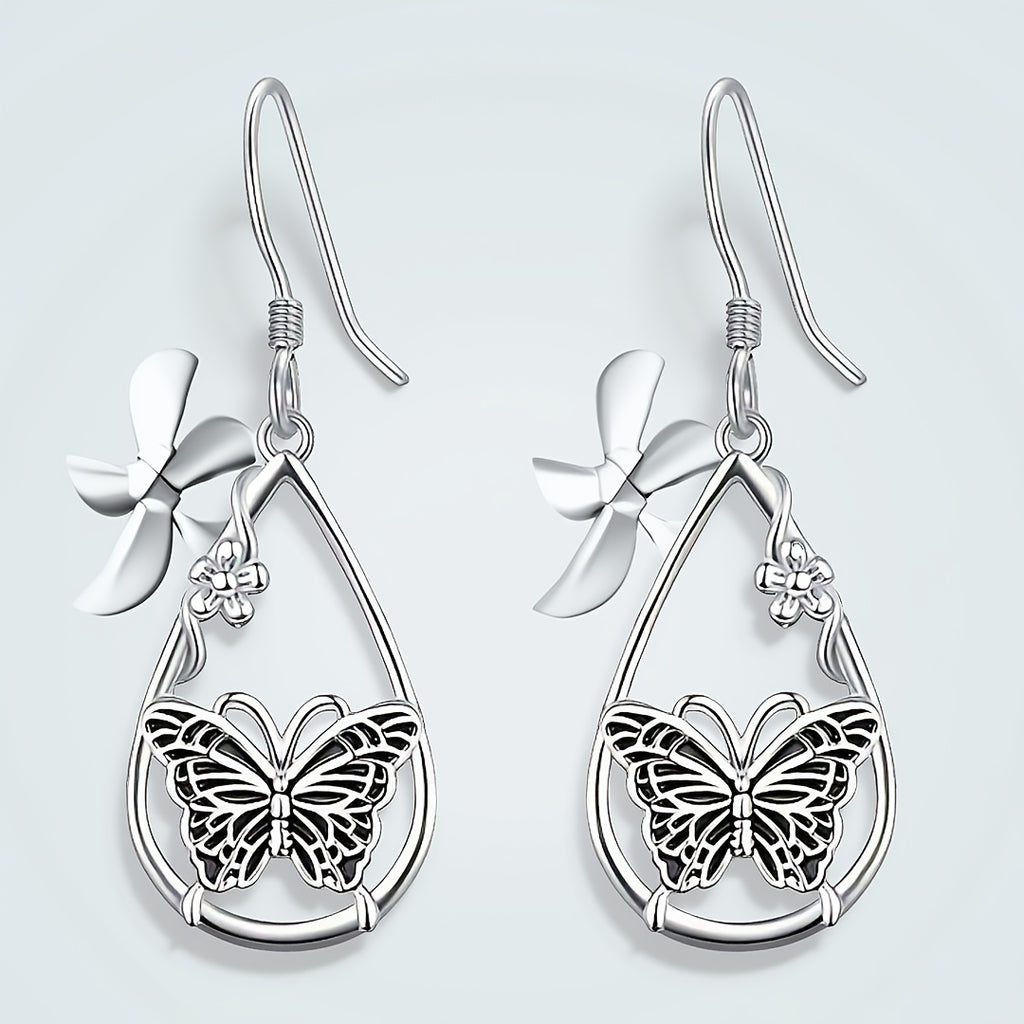 [Unique Elegant Earrings] Butterfly Flower Hollowed-Out Drop Earrings, Unique, Elegant, Niche Yet Versatile Women's Earrings