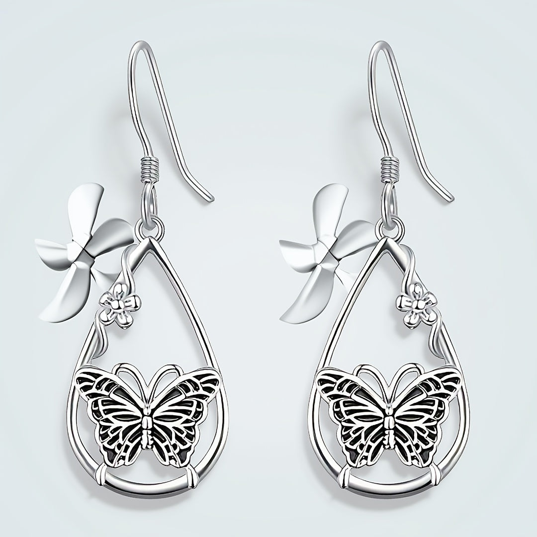[Unique Elegant Earrings] Butterfly Flower Hollowed-Out Drop Earrings, Unique, Elegant, Niche Yet Versatile Women's Earrings