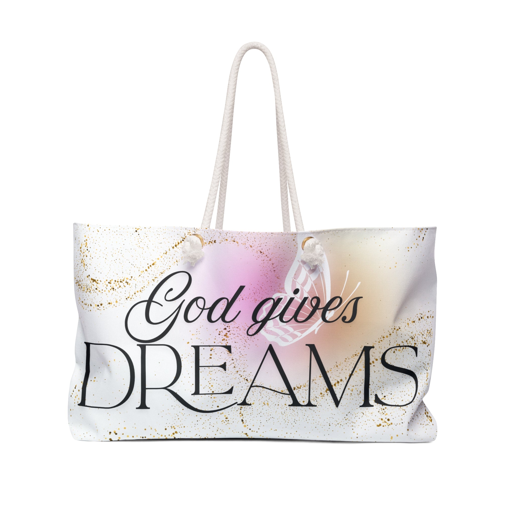 Motivational Strength Weekender Bag with Butterfly Design
