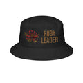 Ruby Leader Embroidered Bucket Hat — Floral Crest Logo, Streetwear Sun Hat