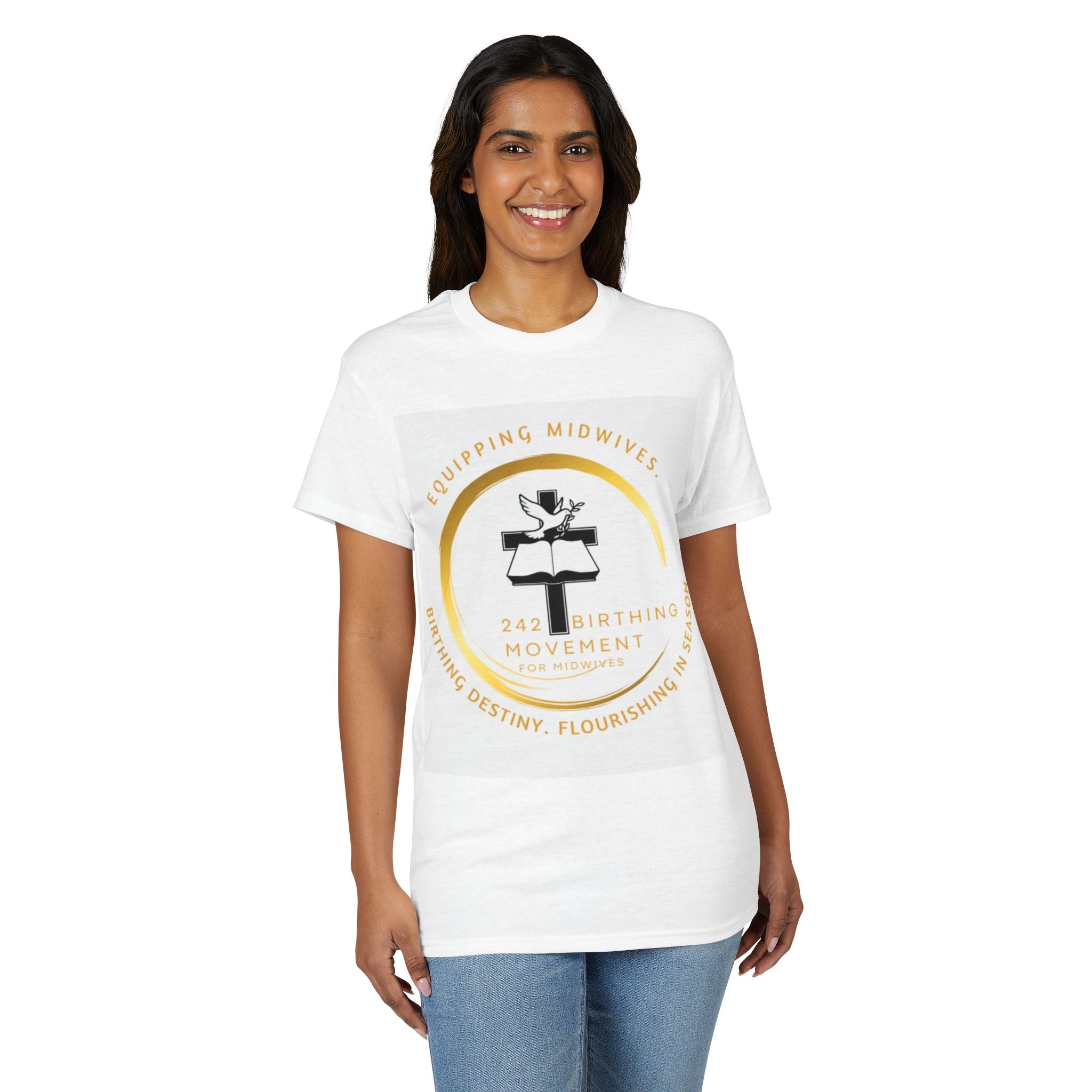 242 Birthing Movement Dry-well T-Shirt - gold logo