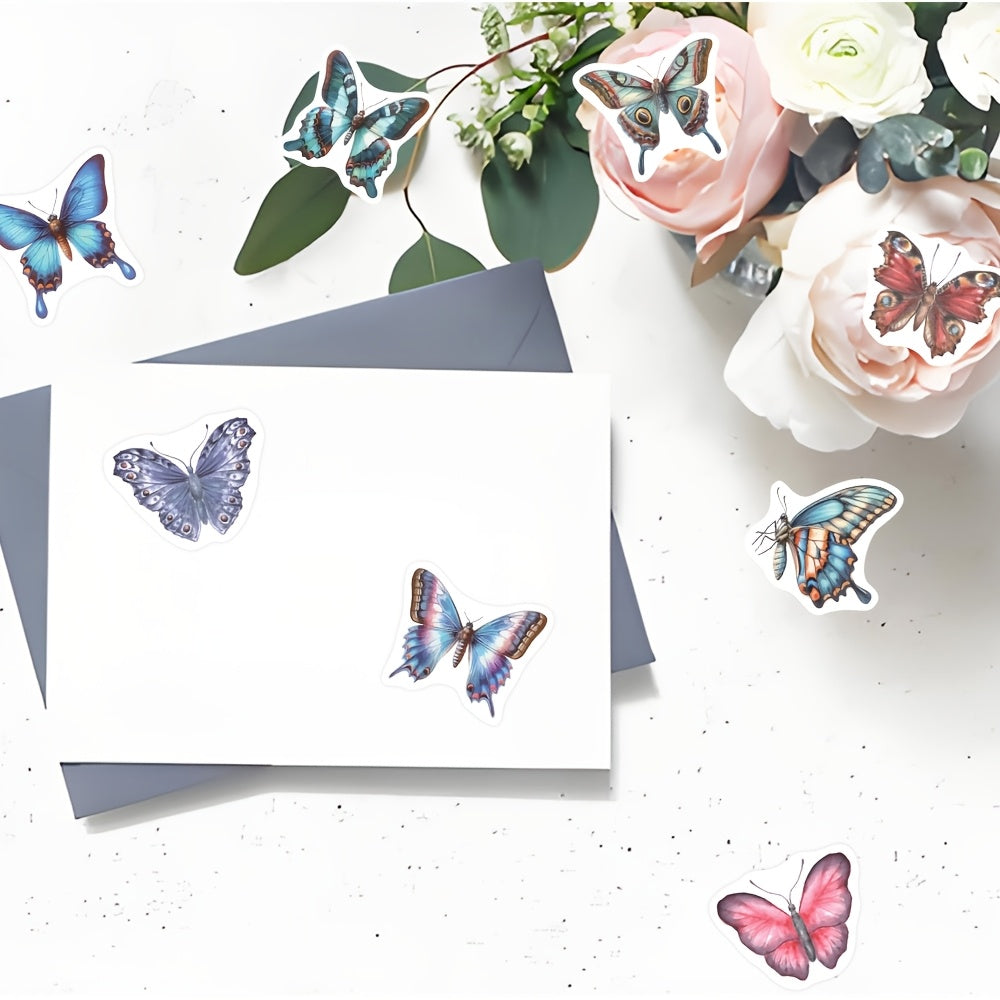 [Butterfly Sticker Rolls] 1 Roll of 500pcs Watercolor Style Butterfly Sticker Rolls, Suitable for Hand Account Books, Journals, Photo Albums, Stationery Decoration, Decorating Water Cups, Notebooks, Phone Cases, Suitcases, Computers, Skateboards, Storage