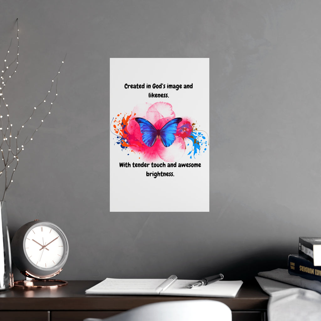 Inspirational Butterfly Poster - Created in God's Image