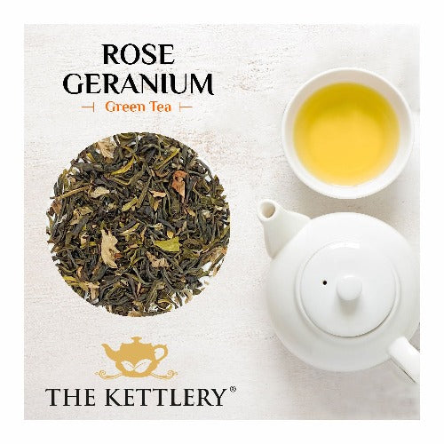 Rose Geranium Green Tea in Tin