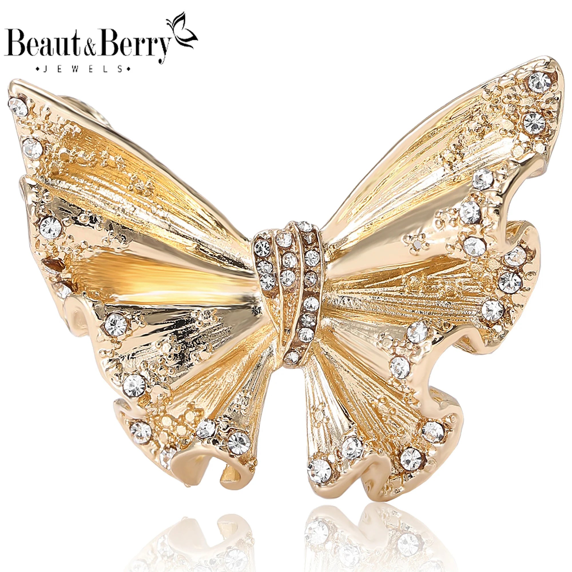 Beaut&Berry Trendy Vintage Metal Butterfly Brooches for Women Unisex Insect Pins Casual Party Accessories New Gifts Friends