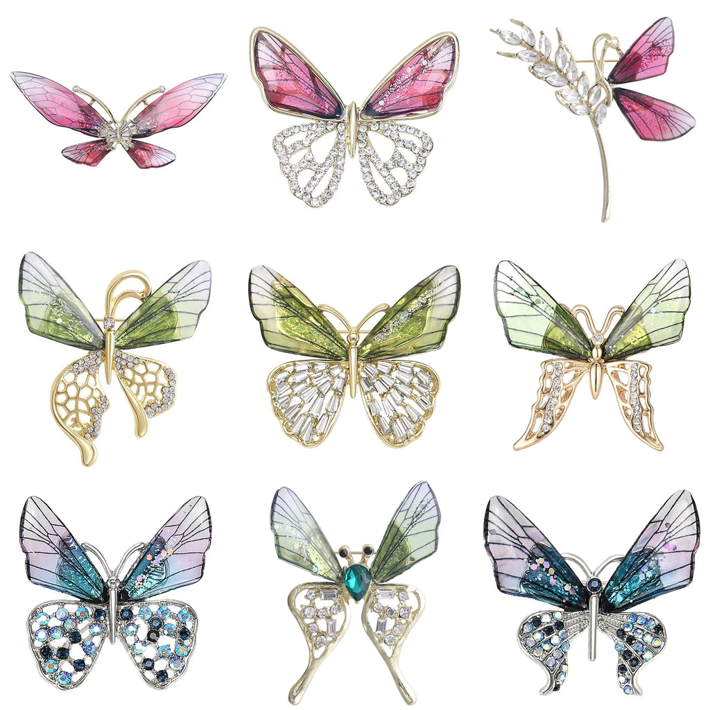 Acrylic Butterfly Brooches for Women Unisex Rhinestone Insect Pins Office Party Friend Funny Luxury Gifts Jewelry Accessories