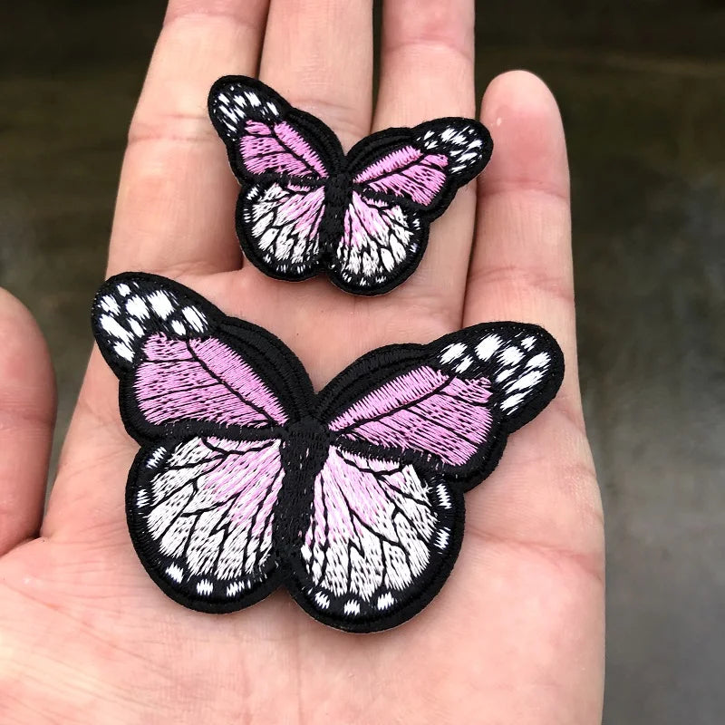2PCS Butterfly Embroidery Badges Iron On Patches On Clothes DIY Dress Jeans Hat Clothing Accesories Cartoon Applique Stickers
