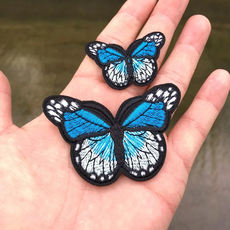 2PCS Butterfly Embroidery Badges Iron On Patches On Clothes DIY Dress Jeans Hat Clothing Accesories Cartoon Applique Stickers