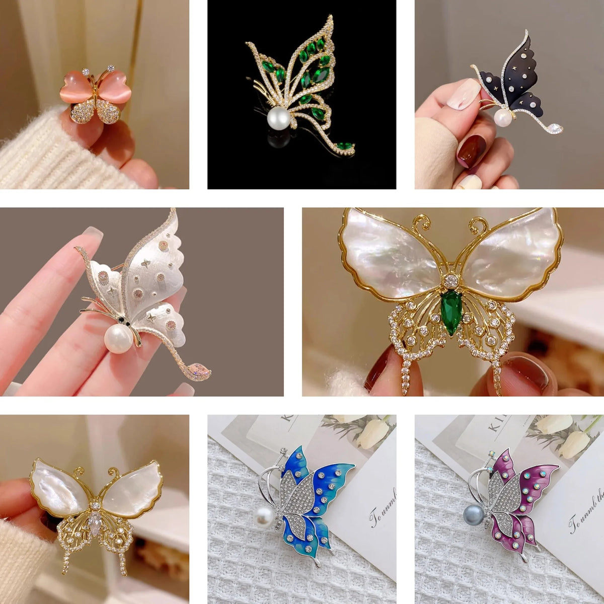 1PC Rhinestone Butterfly Pin for Women Butterflies Brooches Insect Lapel Pin Banquet Party Accessries Gifts