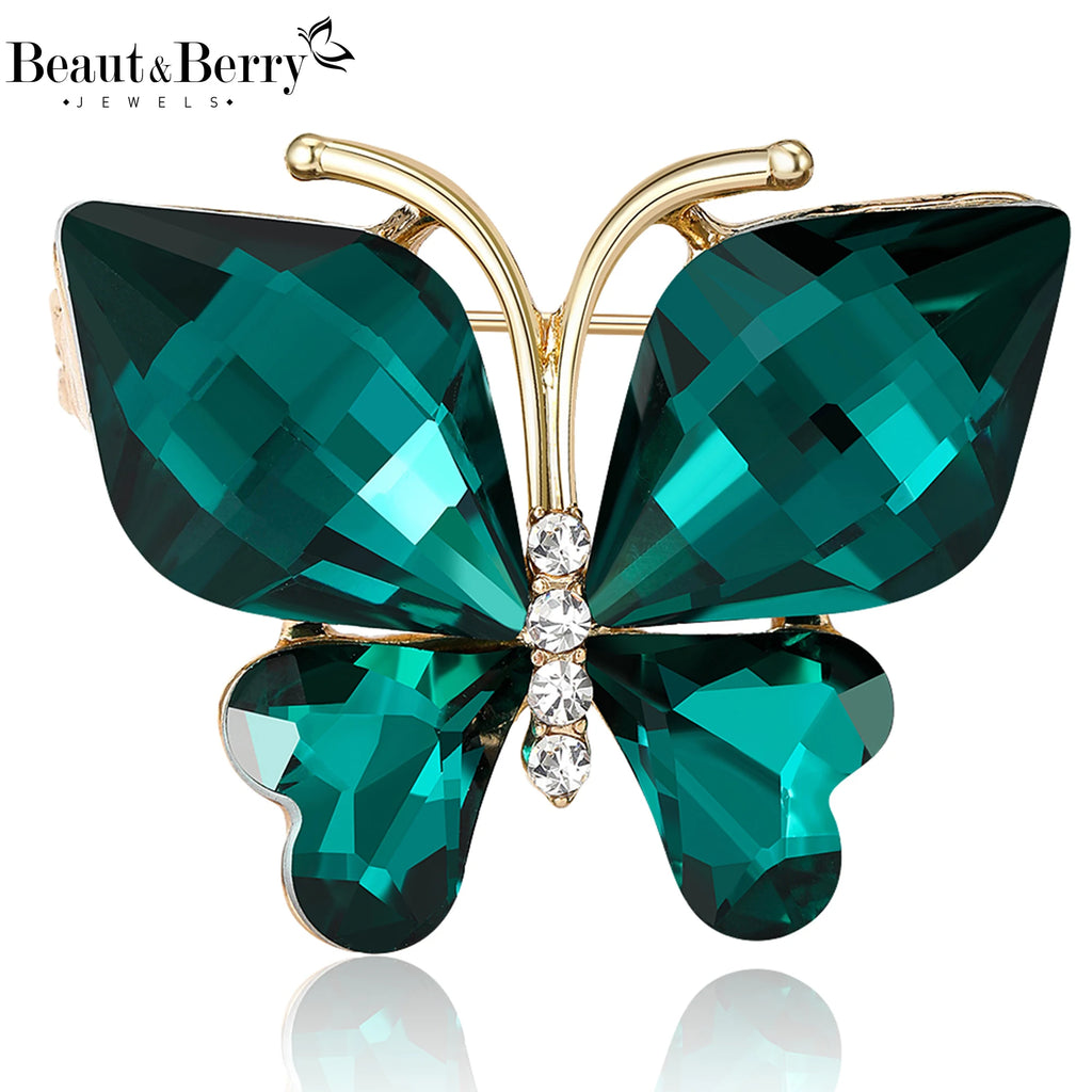 Beaut&Berry Luxury Sparkling Crystal Butterfly Brooches for Women Unisex Insect Pins Casual Party Accessories New Gifts Friends