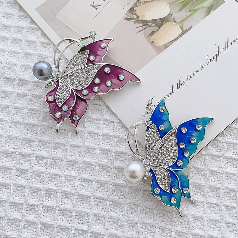 1PC Rhinestone Butterfly Pin for Women Butterflies Brooches Insect Lapel Pin Banquet Party Accessries Gifts