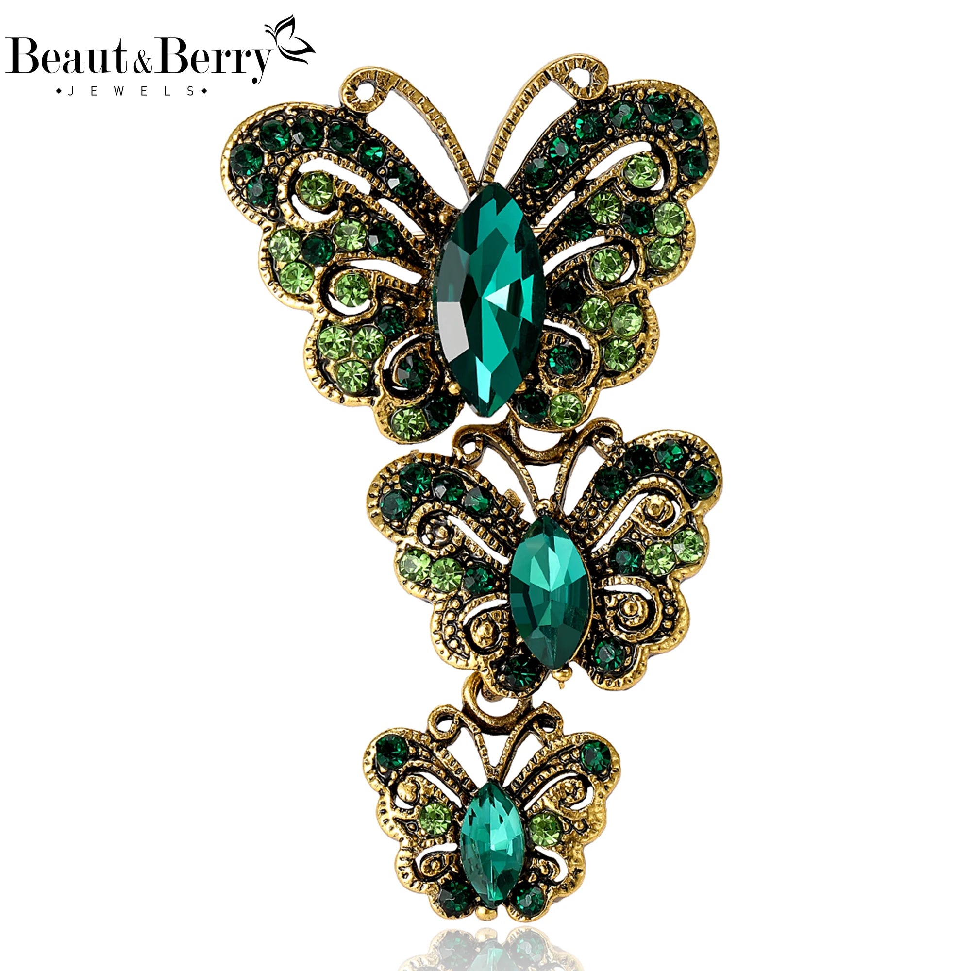 Beaut&Berry Classic Rhinestone Butterfly Brooches for Women Insect Pins Casual Party Accessories New Gifts Friends Decoration
