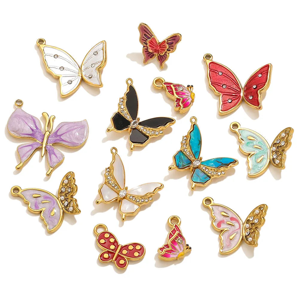 2pcs Stainless Steel Butterfly Charms For Jewelry Making DIY Women Pendants Necklace Earrings Connectors Butterfly Pendant Craft