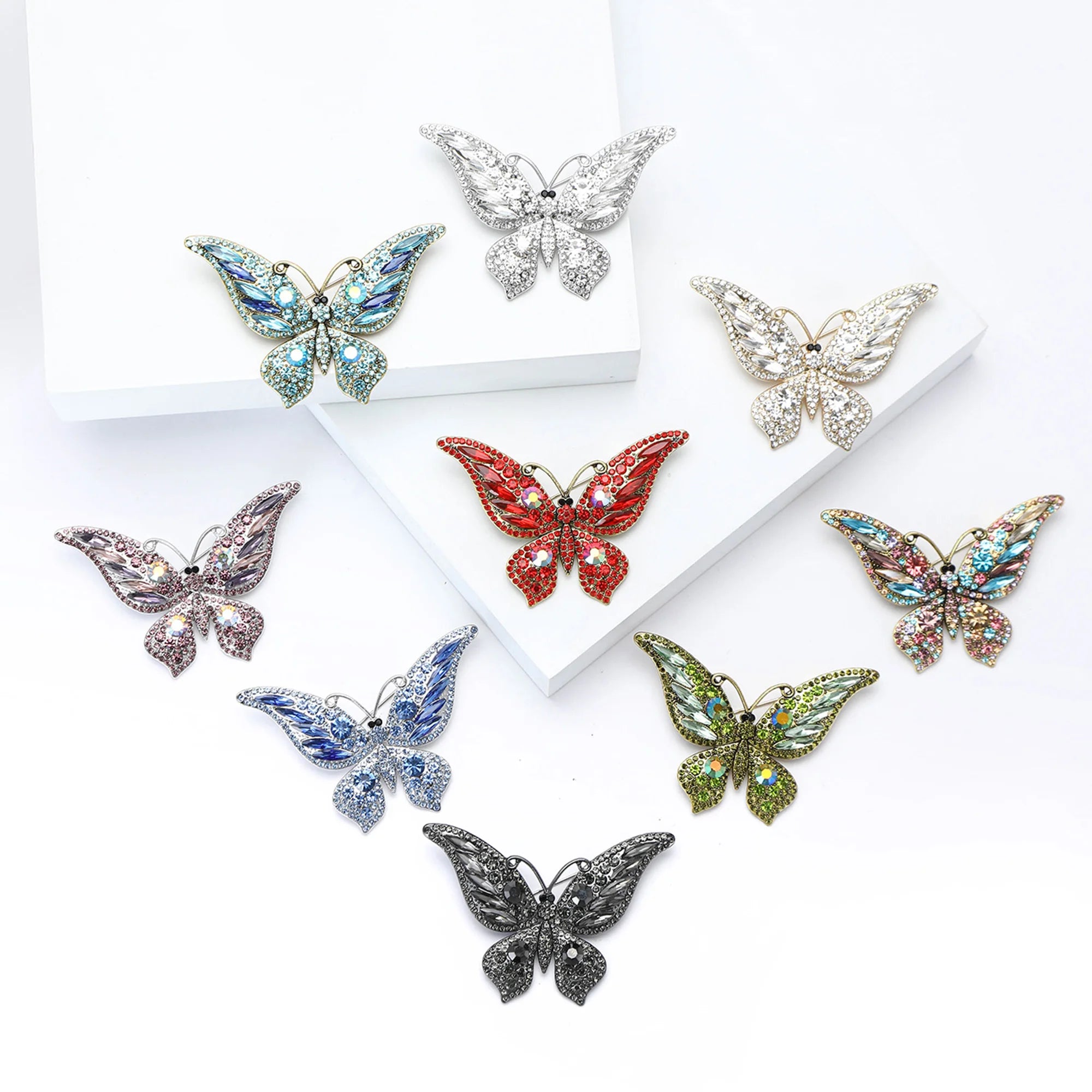 Classic Rhinestone Butterfly Brooches for Women Unisex Enamel Insect Pins Office Party Friend New Year Gifts Jewelry Accessories