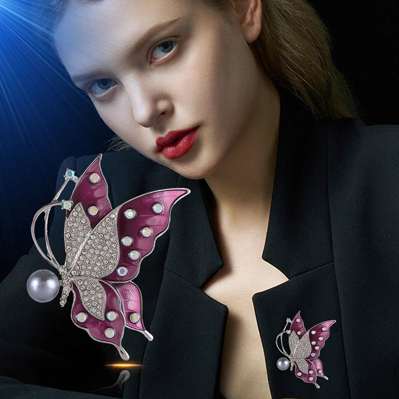 1PC Rhinestone Butterfly Pin for Women Butterflies Brooches Insect Lapel Pin Banquet Party Accessries Gifts
