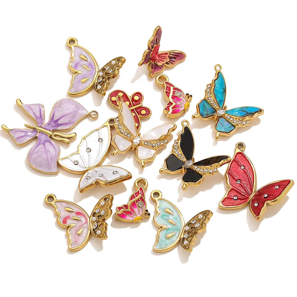2pcs Stainless Steel Butterfly Charms For Jewelry Making DIY Women Pendants Necklace Earrings Connectors Butterfly Pendant Craft