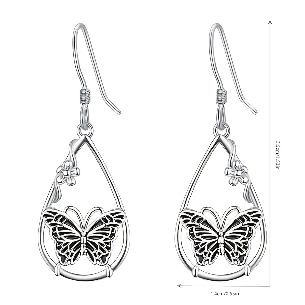 [Unique Elegant Earrings] Butterfly Flower Hollowed-Out Drop Earrings, Unique, Elegant, Niche Yet Versatile Women's Earrings