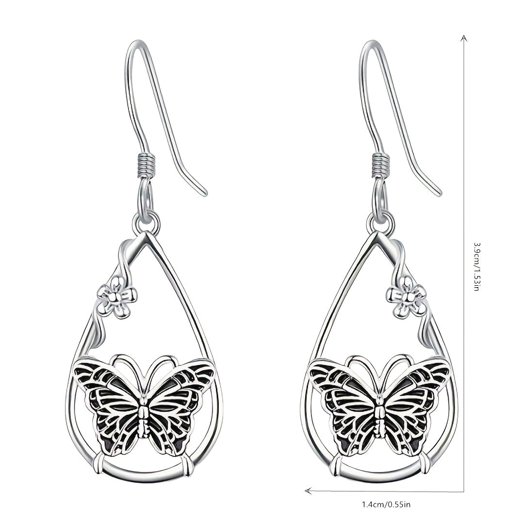 [Unique Elegant Earrings] Butterfly Flower Hollowed-Out Drop Earrings, Unique, Elegant, Niche Yet Versatile Women's Earrings